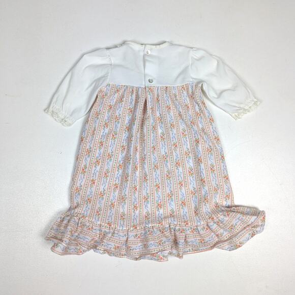 Vtg I-C Nightgown Baby Girls Sz 18m Flannel 70s Floral Cottage Core Boho - Picture 3 of 4